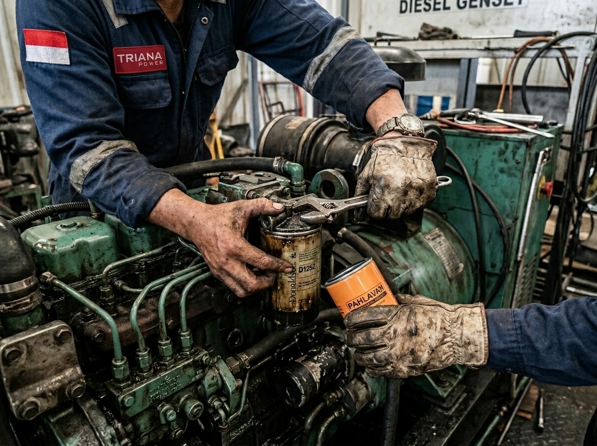 ganti filter genset