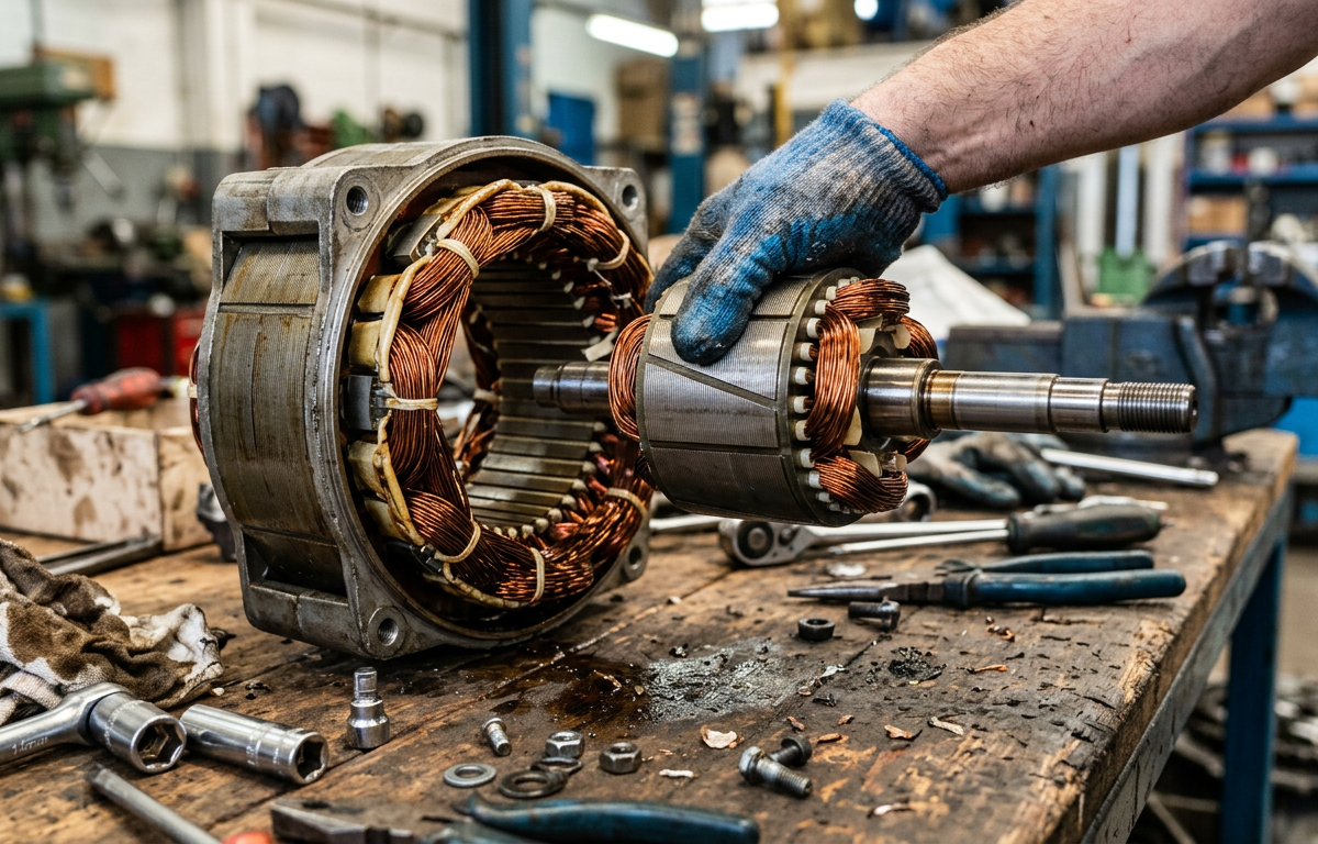 kumparan stator rotor genset lemah