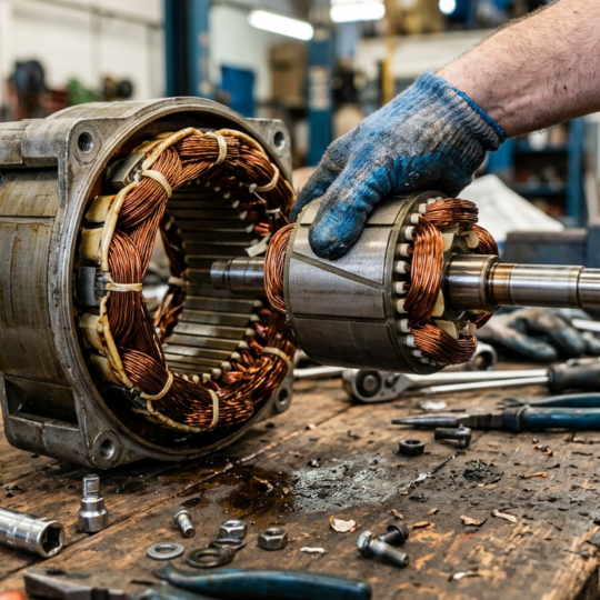 kumparan stator rotor genset lemah